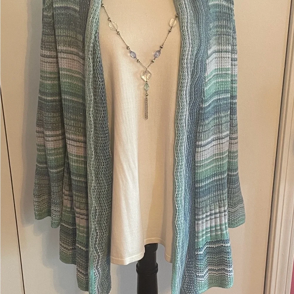 Alfred Dunner Multicolor Striped Cardigan - Picture 1 of 8
